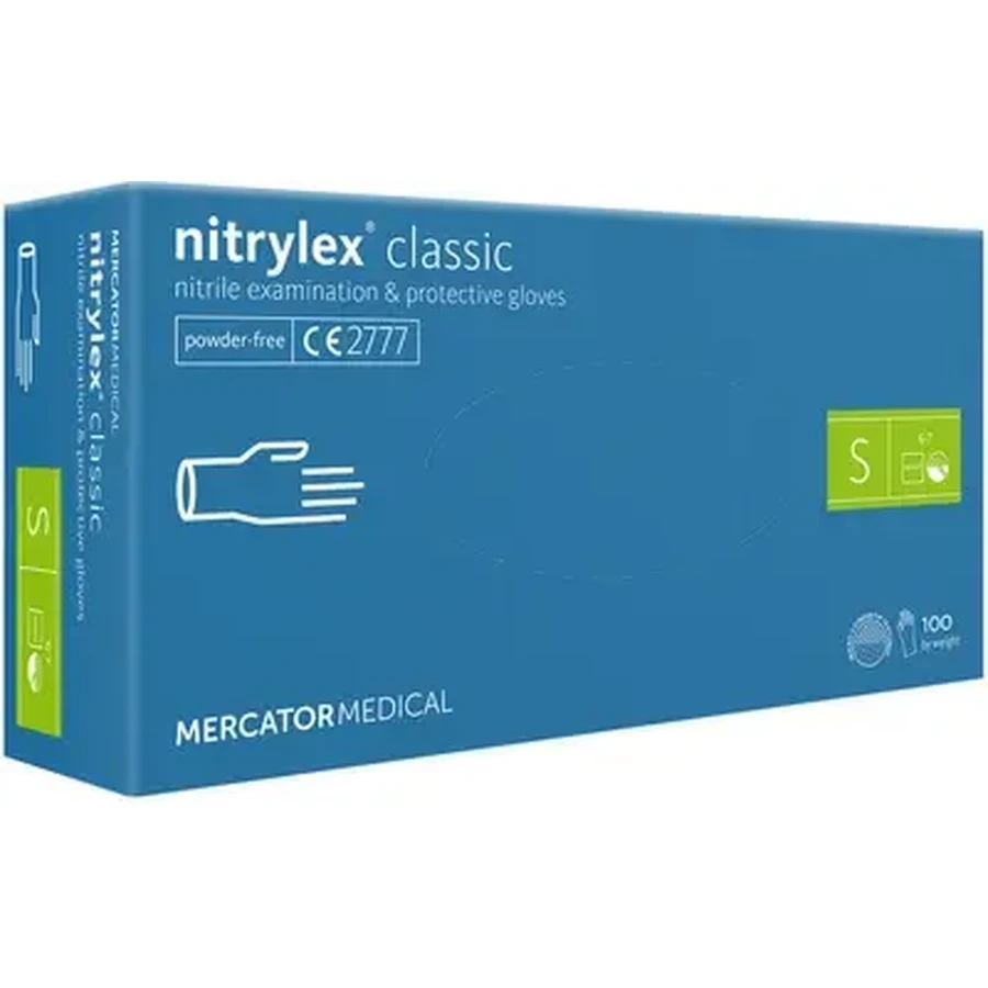 Перчатки нитриловые NITRYLEX Classic смотровые нестерильные неопудренные синие размер S 100 шт: цены и характеристики