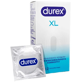 Презервативы латексные с силиконовой смазкой Durex® XL (тонкие, увеличенного размера), 12 шт.