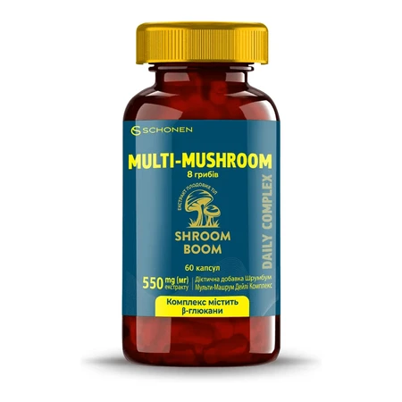 SHROOMBOOM Multi-Mushroom Daily Complex, экстракты плодовых тел 8 видов грибов, 60 капс: цены и характеристики