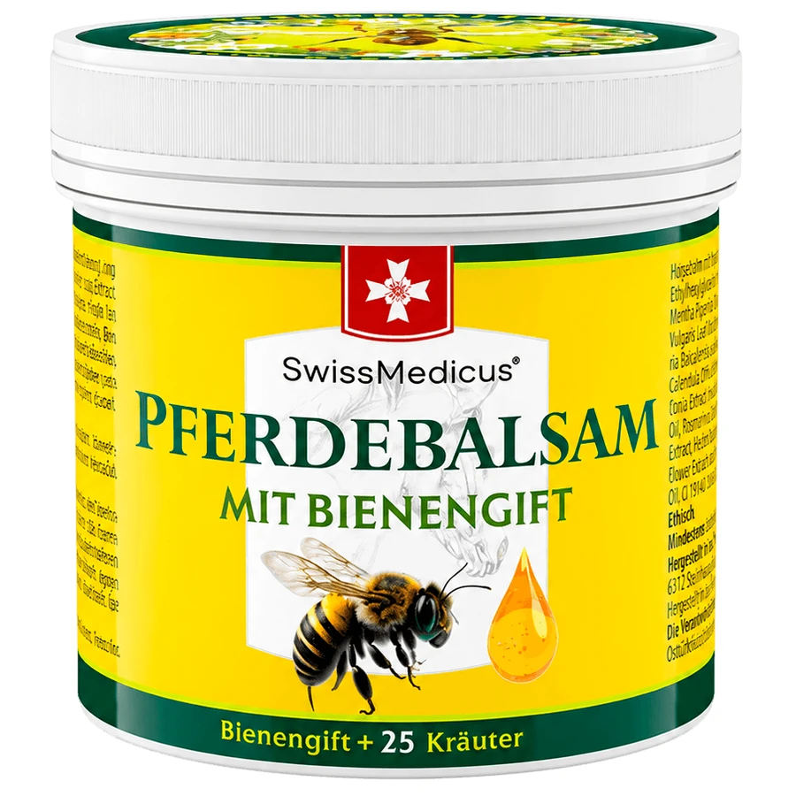 Трав'яний бальзам SwissMedicus Pferdebalsam mit Bienengift з 25 травами та бджолиною отрутою, 150 мл: ціни та характеристики