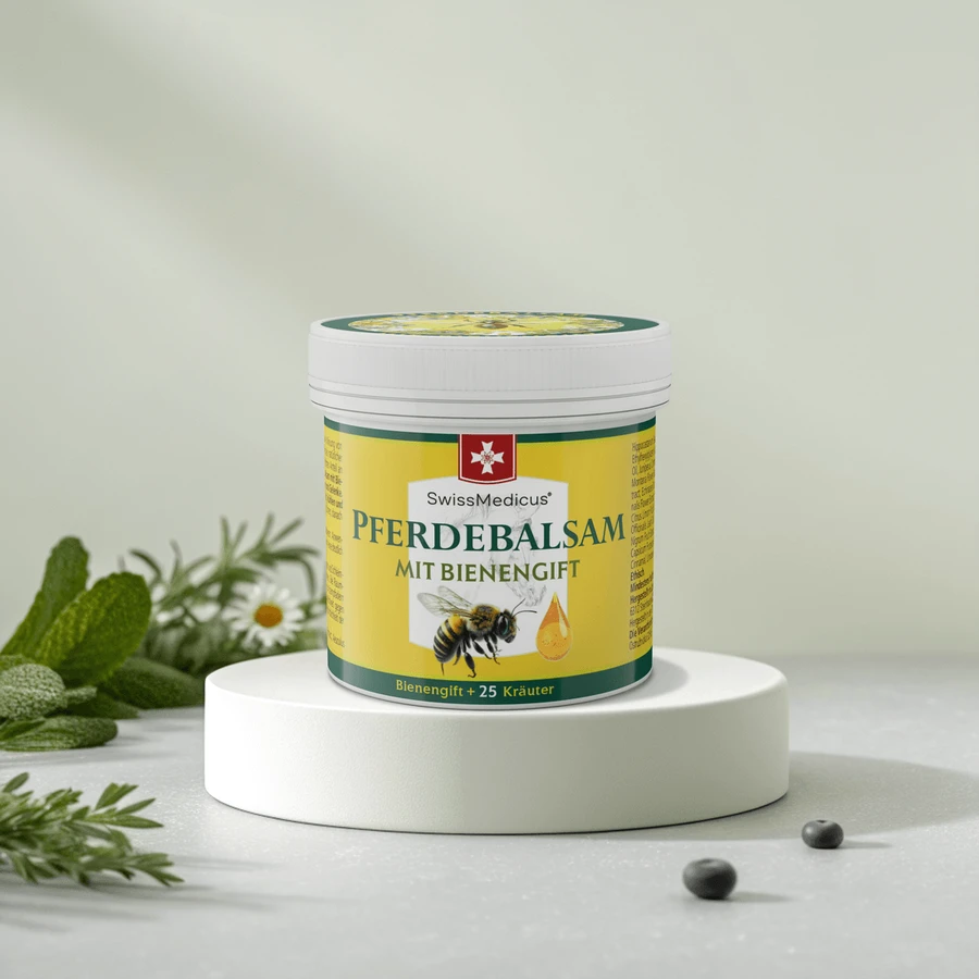 Трав'яний бальзам SwissMedicus Pferdebalsam mit Bienengift з 25 травами та бджолиною отрутою, 150 мл: ціни та характеристики