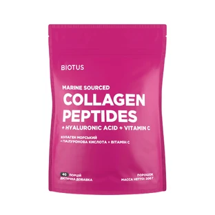 Колаген морський + гіалуронова кислота + вітамін C, Marine Sourced Collagen Peptides + Hyaluronic Acid + Vitamin C, Biotus, 206 г