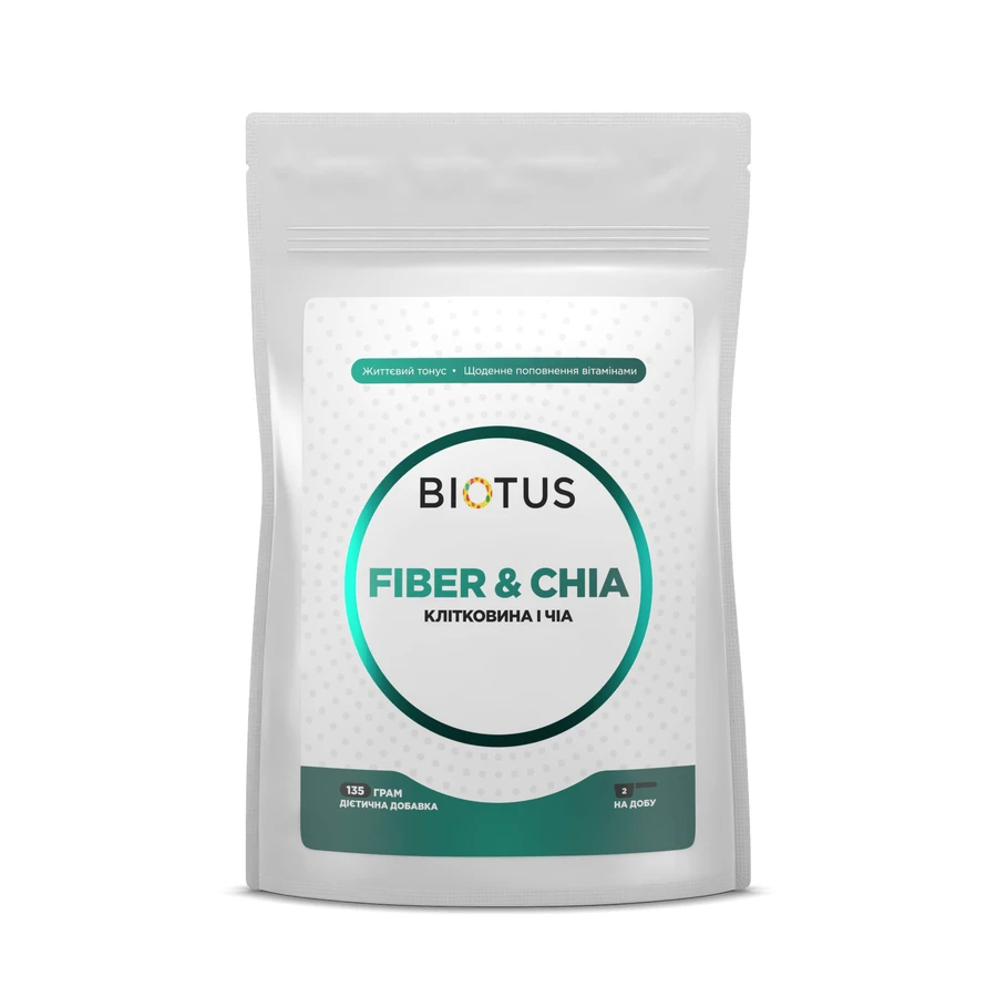 Клітковина та Чіа, Fiber&Chia, Biotus, 135 г: ціни та характеристики