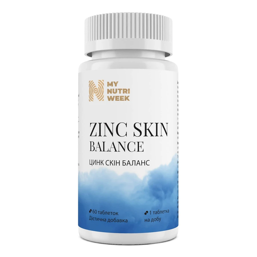 Цинк Скін Баланс, Zinс Skin Balance, My Nutri Week, 60 таблеток: ціни та характеристики