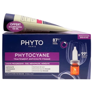 Набір Phyto Phytocyane Progressive Hair Loss Treatment For Women проти випадіння волос у жінок, ампули 12 шт. х 5 мл + шампунь, 100 мл