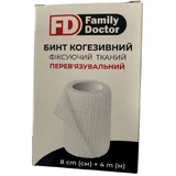 Бинт FD Family Doctor когезивний, фіксуючий, еластичний, тканий, 8 см х 4 м