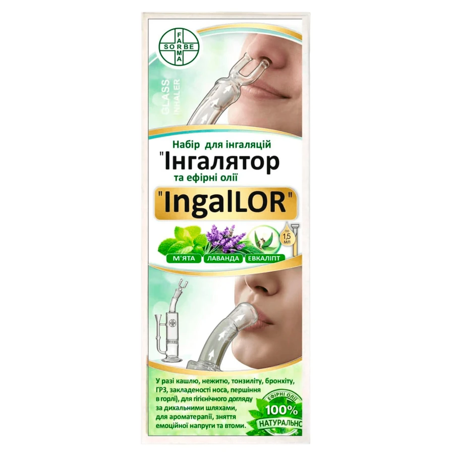 Набор для ингаляций Фармасорбе Ингалятор и эфирные масла IngalLOR: цены и характеристики