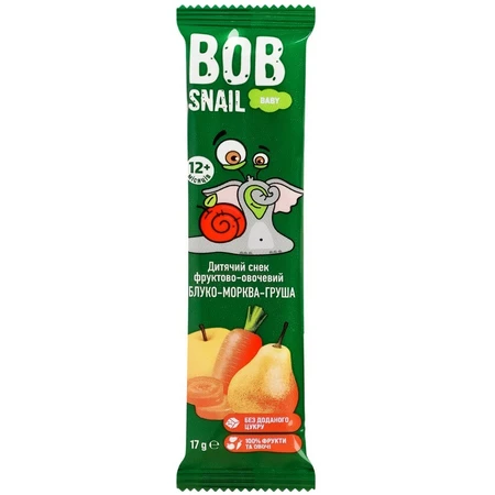 Снек Bob Snail Baby фруктово-овочевий для дітей з 12 місяців Яблуко-Морква-Груша, 17 г: ціни та характеристики