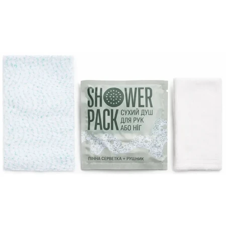 Душ сухой для рук или ног Shower Pack Пенная салфетка + полотенце: цены и характеристики