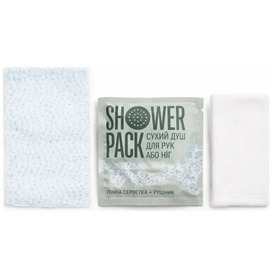 Душ сухой для рук или ног Shower Pack Пенная салфетка + полотенце: цены и характеристики
