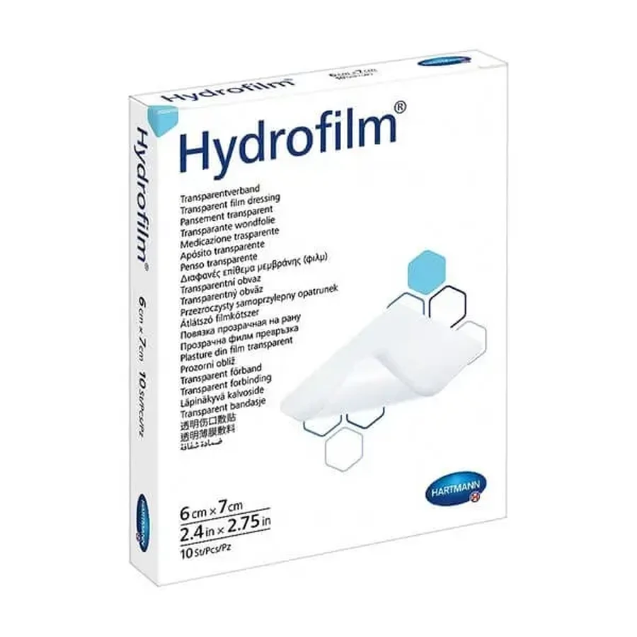 Hydrofilm, прозрачная пленочная повязка, стерильная, 6 см × 7 см, 10 шт.: цены и характеристики