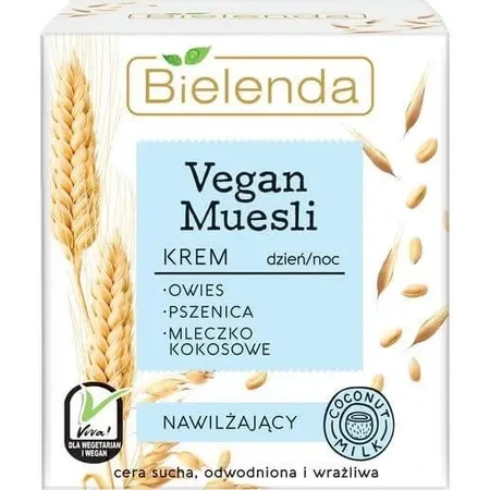 Bielenda, Vegan Muesli, Пшеница + Овес + Кокосовое молочко, увлажняющий крем, 50 мл: цены и характеристики