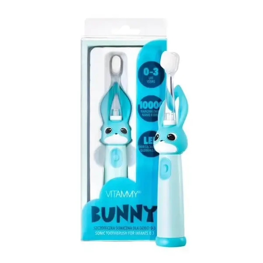 Vitammy Bunny, звукова зубна щітка для дітей віком 0–3 роки, світло-блакитна, 1 шт.: ціни та характеристики
