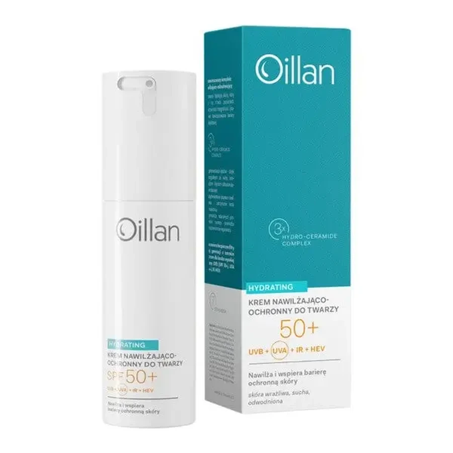 Oillan Hydrating, зволожуючий крем для обличчя SPF50+ для сухої та чутливої шкіри, 50 мл: ціни та характеристики