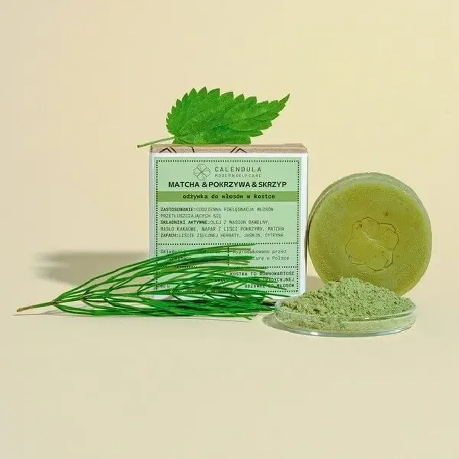 Calendula Modern Self Care, кондиціонер для волосся у вигляді бруска, Матча, кропива та хвощ, 60 г: ціни та характеристики