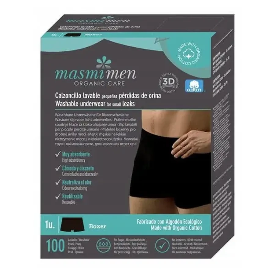 Masmi Men Organic Care, чоловічі боксерки для людей із нетриманням сечі, розмір S, 1 шт.: ціни та характеристики