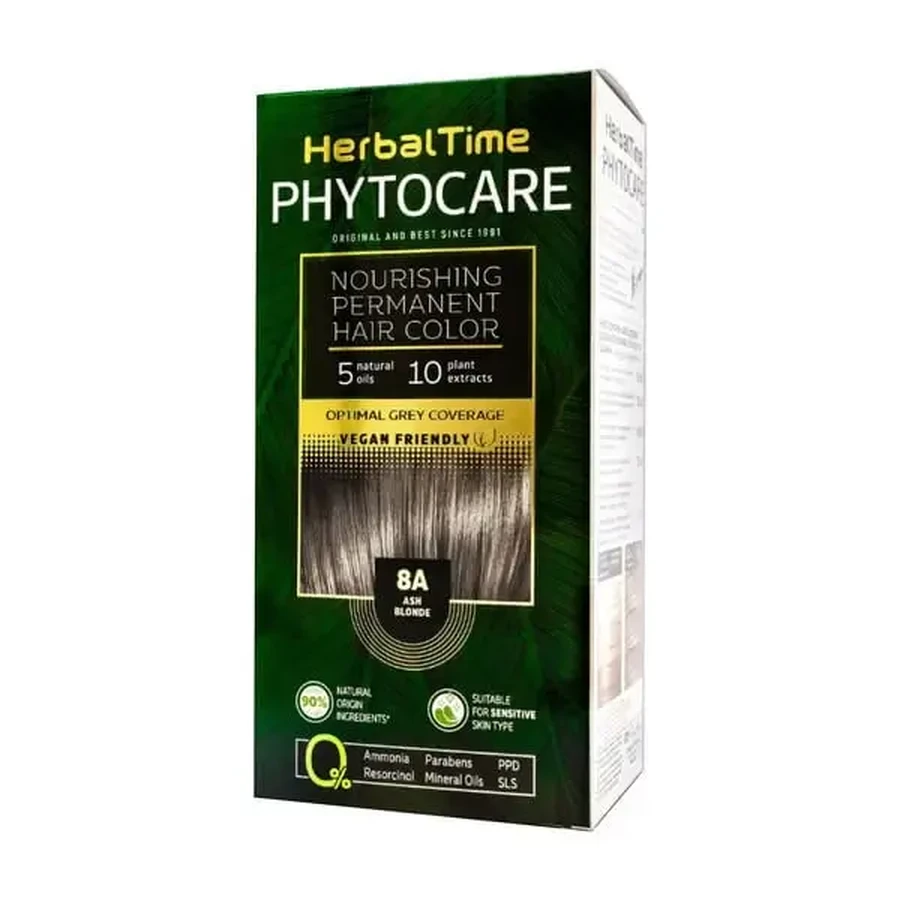 Herbal Time Phytocare, фарба для волосся 8A, попелясто-русявий, 130 мл: ціни та характеристики