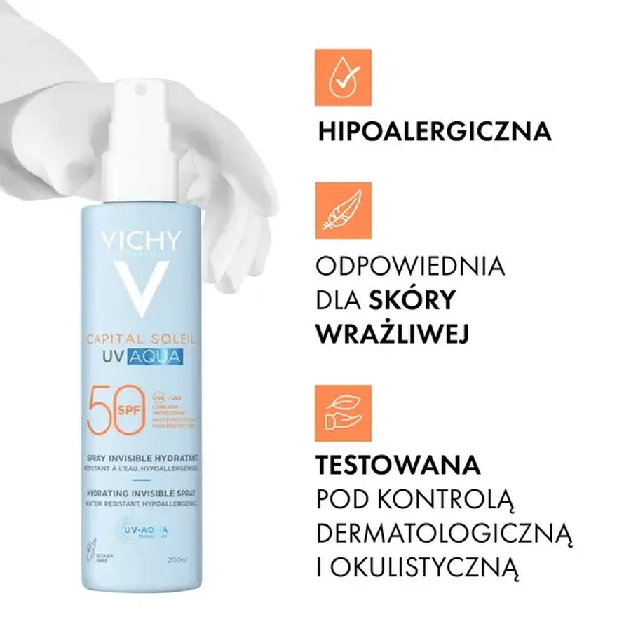 Vichy Capital Soleil UV-Aqua, защитный спрей SPF50 для лица и тела, 200 мл: цены и характеристики