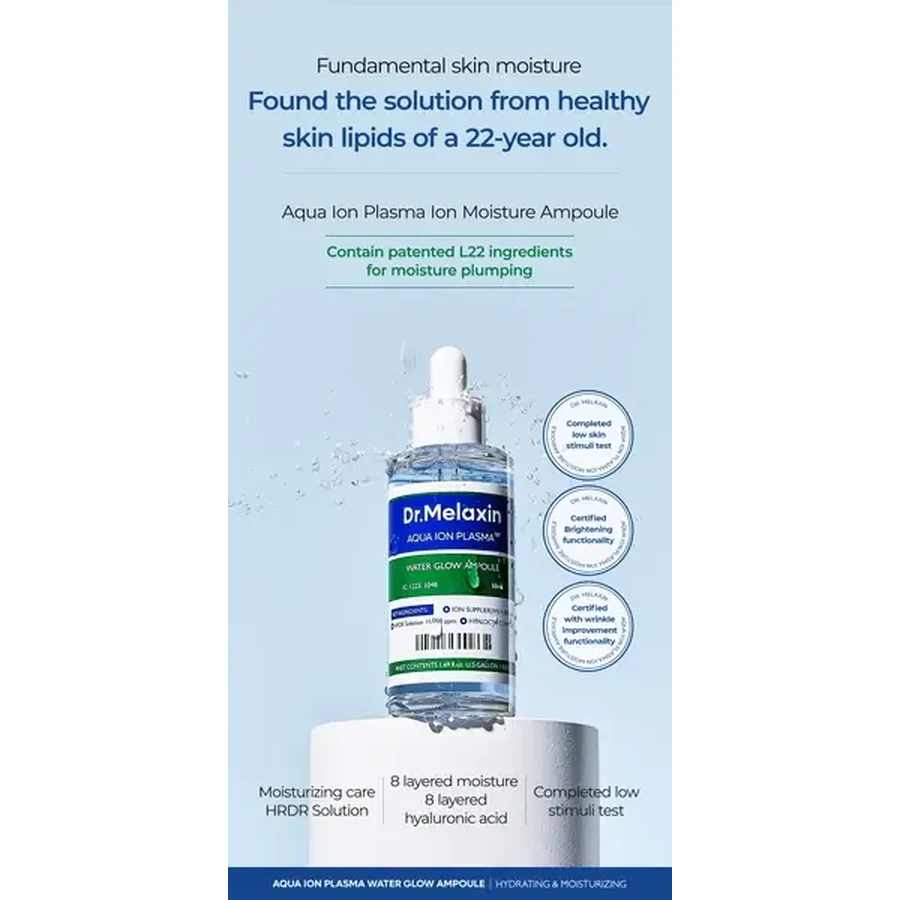 Dr.Melaxin Aqua Ion Plasma Water Glow Ampoule, зволожуюча ампула, 50 мл: ціни та характеристики