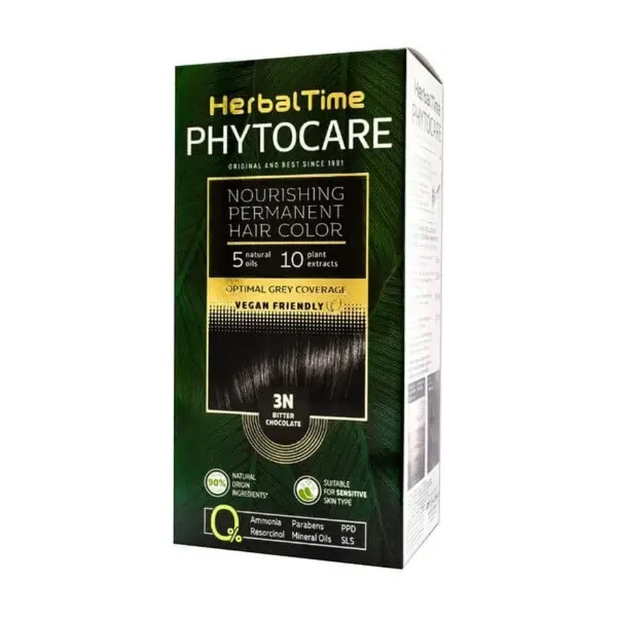 Herbal Time Phytocare, фарба для волосся 3N, «гіркий шоколад», 130 мл: ціни та характеристики