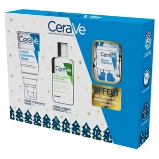 Увлажняющий крем для лица CeraVe 52 мл + увлажняющий очищающий крем 88 мл + носки в подарок