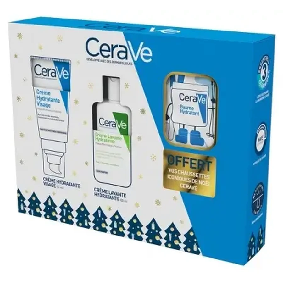 Зволожуючий крем для обличчя CeraVe 52 мл + зволожуючий очищувальний крем 88 мл + шкарпетки у подарунок: ціни та характеристики