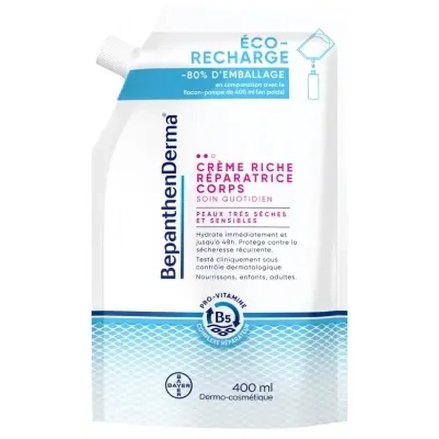 Bepanthen Derma Rich — восстанавливающий крем для тела для очень сухой и чувствительной кожи, экологичная упаковка, 400 мл: цены и характеристики