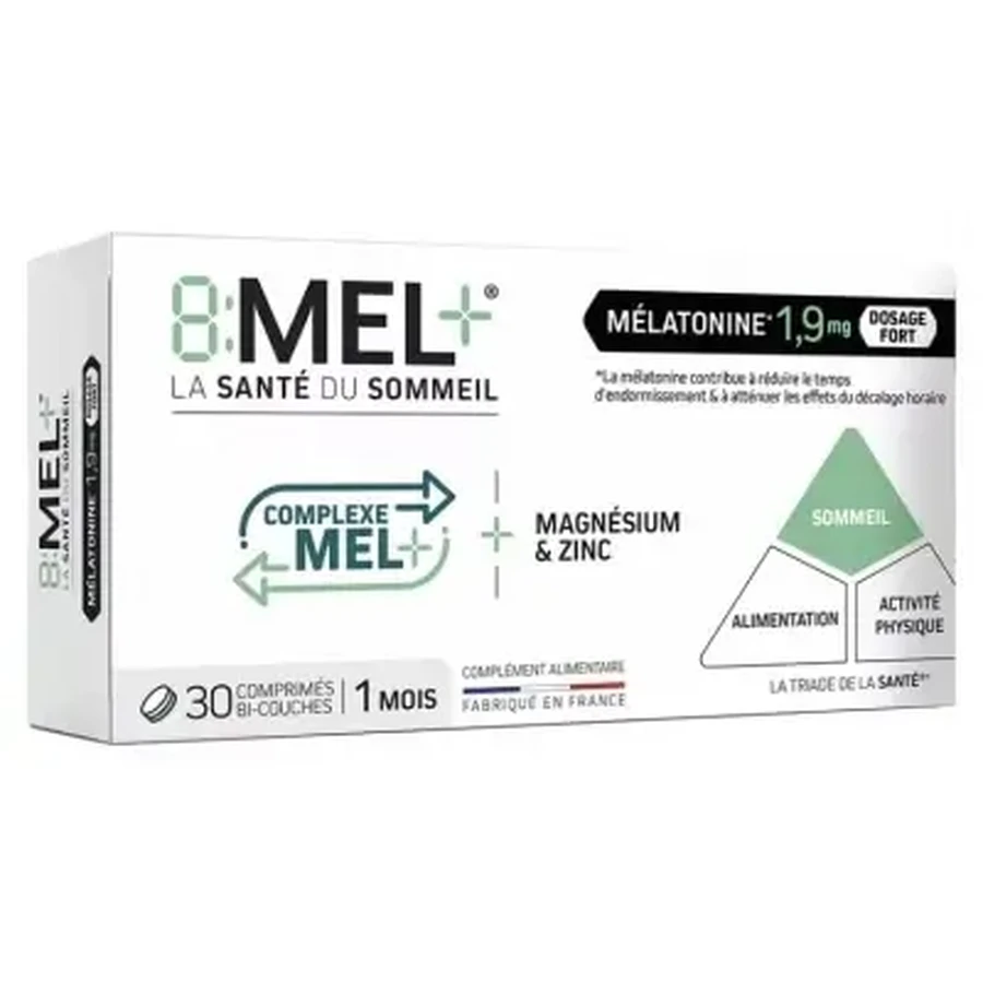 8Mel+ Мелатонін 1,9 мг, 30 двошарових таблеток: ціни та характеристики