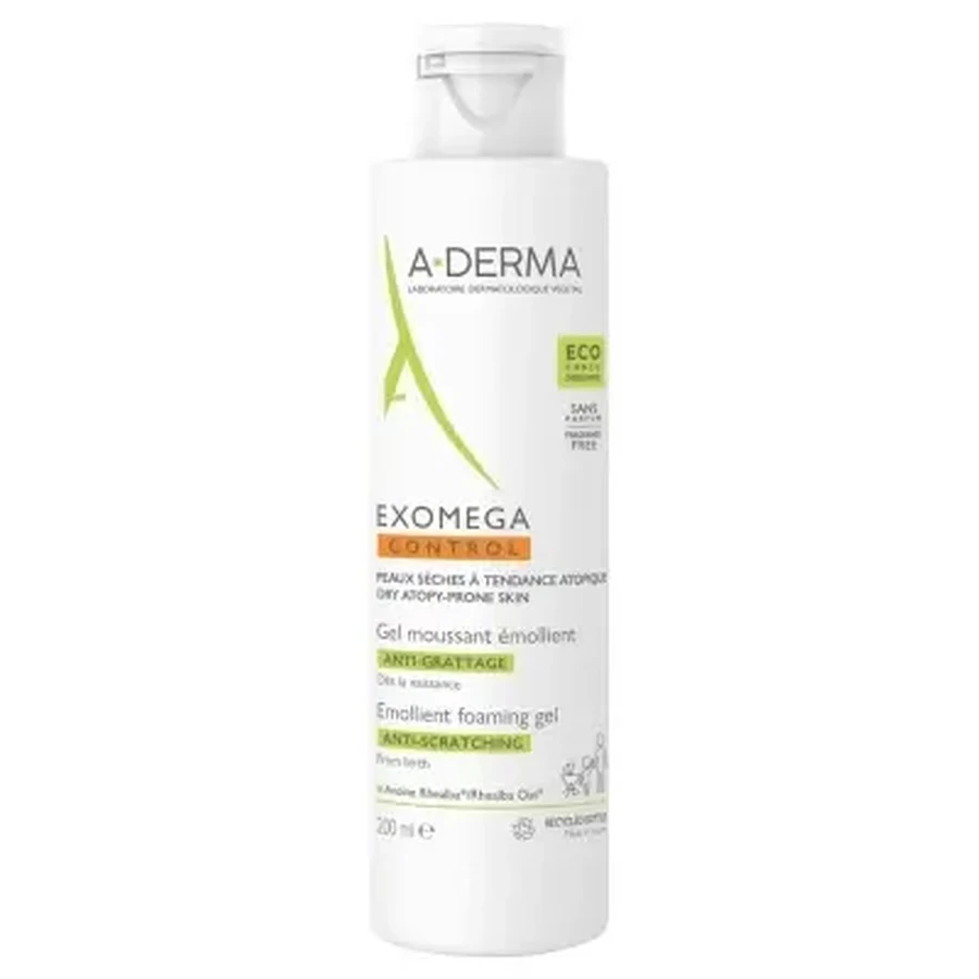 A-DERMA Exomega Control — смягчающий гель-пенка, снимающий зуд, 200 мл: цены и характеристики