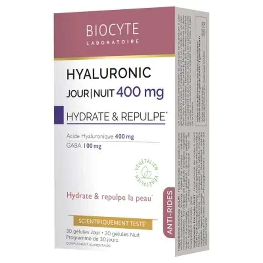 Biocyte Гіалуронова кислота «День/Ніч» 400 мг, протистаріння, 24 години, 60 капсул: ціни та характеристики