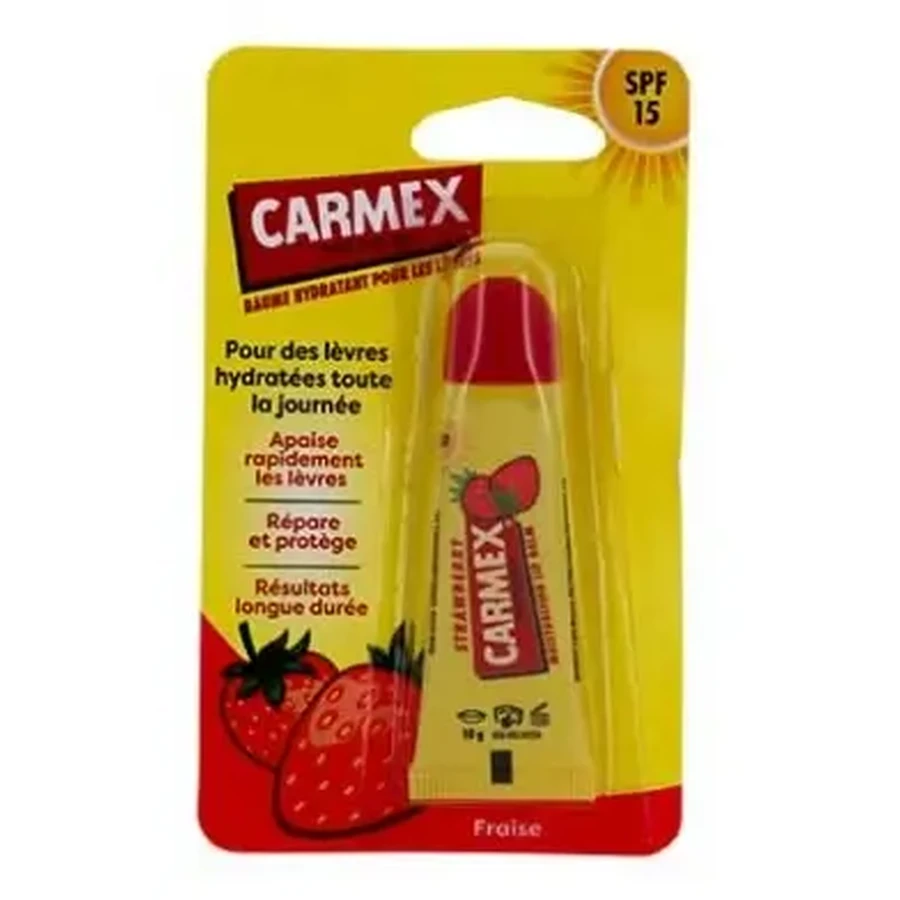 Увлажняющий бальзам для губ Carmex с ароматом клубники, SPF 15, туба 10 г: цены и характеристики
