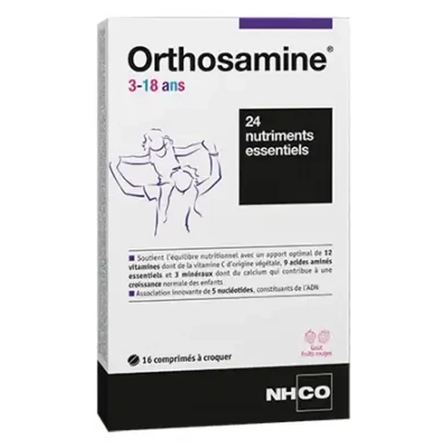 NHCO Orthosamine для дітей та підлітків віком від 3 до 18 років, 16 жувальних таблеток: ціни та характеристики