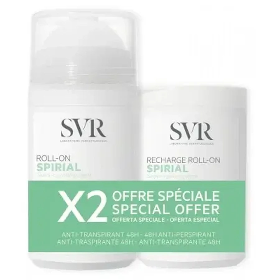 SVR Spirial Дезодорант-антиперспірант у формі рол-ону, 48 годин, 50 мл + заправка для рол-ону, 50 мл: ціни та характеристики