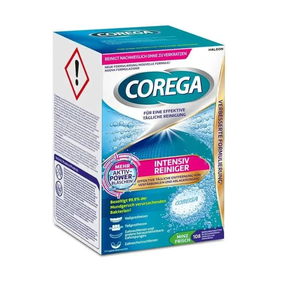 Corega Tabs — интенсивное очищающее средство, 4 упаковки по 108 таблеток: цены и характеристики