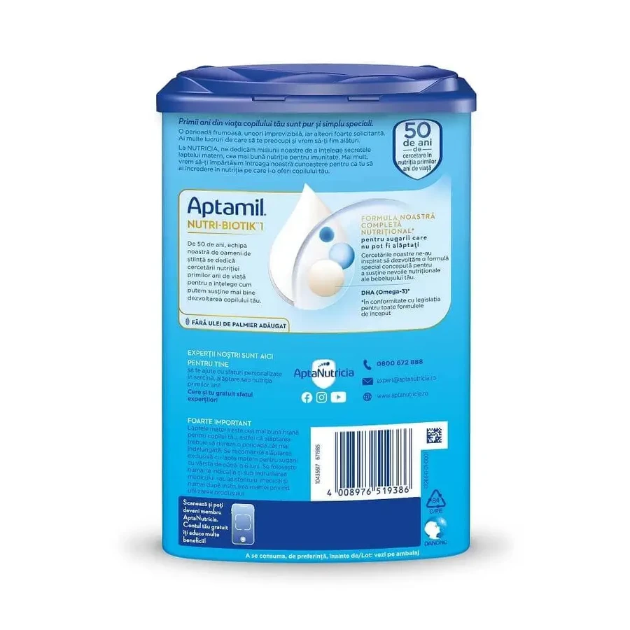 Сухе молоко Aptamil Nutri-Biotik 800 г, Nutricia: ціни та характеристики