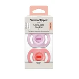 Ортодонтические пустышки UltraLight, розовые/фиолетовые, 0–6 месяцев, 2 шт., Tommee Tippee
