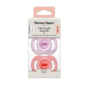 Ортодонтические пустышки UltraLight, розовые/фиолетовые, 0–6 месяцев, 2 шт., Tommee Tippee