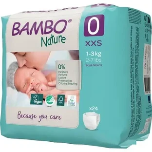 Подгузники для недоношенных детей, № 0, 1–3 кг, 24 шт., Bambo Nature
