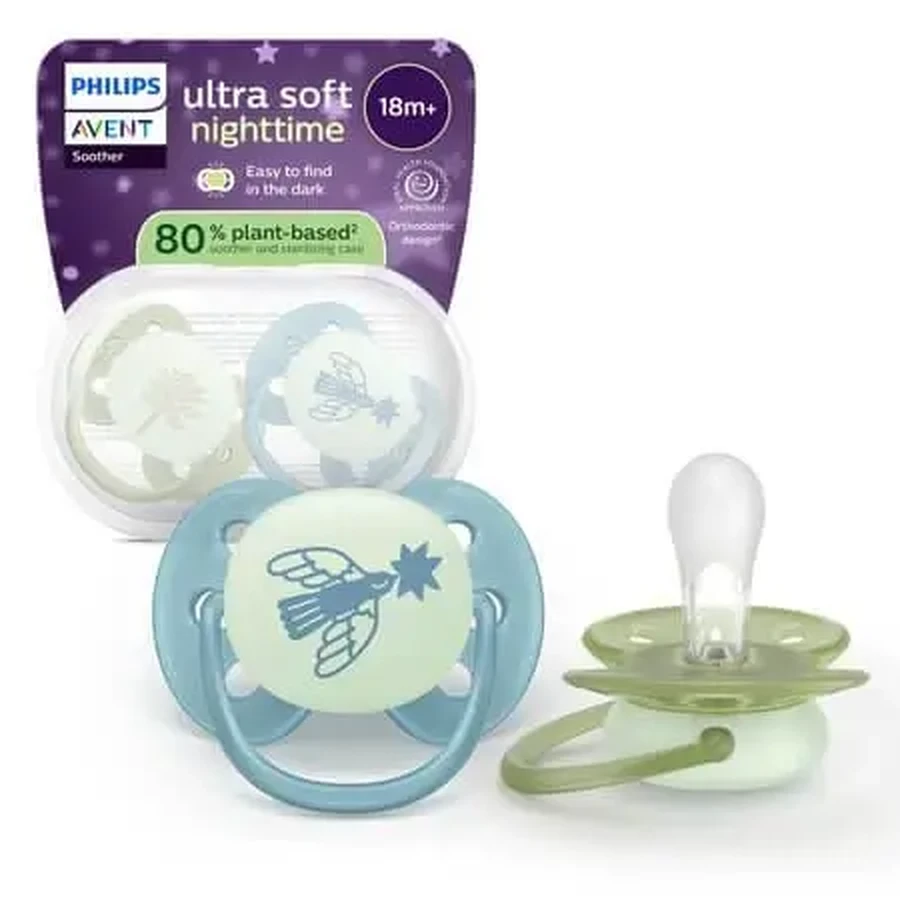Набір фосфоресцентних пустушок Ultra Soft Avent, Leaf, від 18 місяців, SCF094/05, Philips: ціни та характеристики