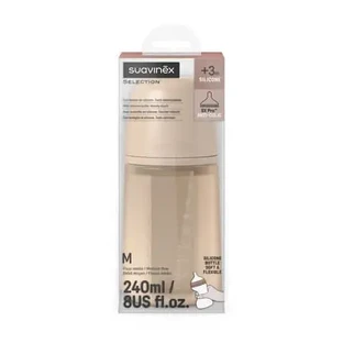 Силиконовая бутылочка с соской SX PRo Soft со средним потоком Colour Essence, бежевая, от 3 месяцев, 240 мл, Suavinex