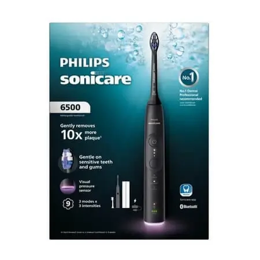 Електрична зубна щітка та підставка Philips Sonicare 6500, чорна, HX7411/09, Philips: ціни та характеристики