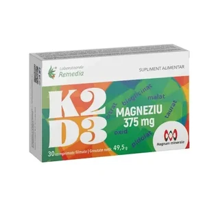K2 + D3 + магній, 375 мг, 30 таблеток, «Лабораторії Ремедіа»