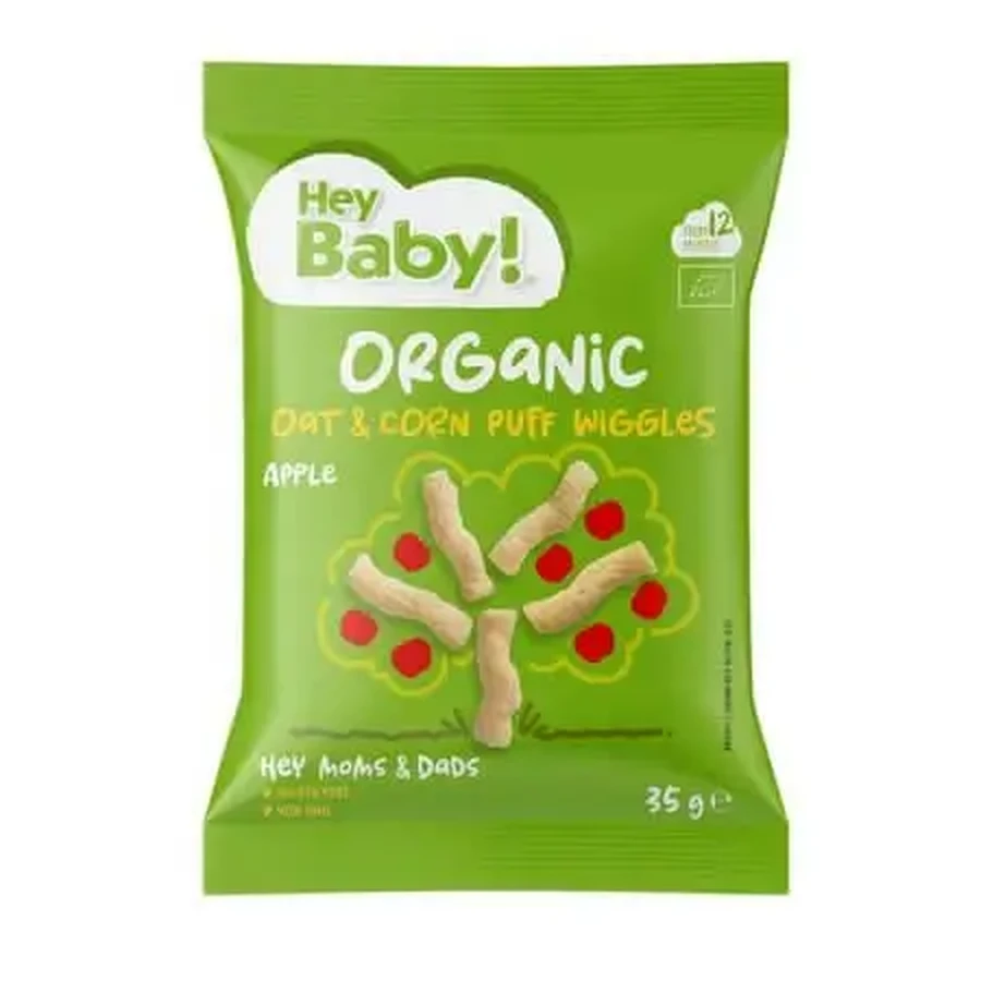 Овсяные хрустяшки «Bio» с кукурузой и яблочным вкусом, от 12 месяцев, 35 г, Hey Baby: цены и характеристики