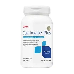Calcimate Plus: кальций 800 мг с магнием и витамином D-3, 120 капсул, GNC
