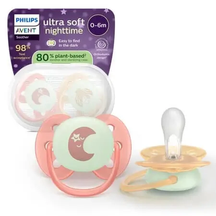 Набор светящихся в темноте сосок Ultra Soft Avent, 0–6 месяцев, SCF094/02, 2 шт., Philips: цены и характеристики