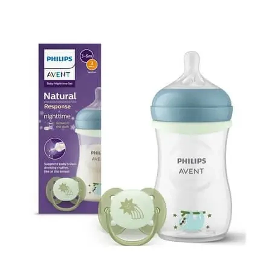 Набор: бутылочка Natural Response для детей 3–6 месяцев + соска Ultra Soft для детей 0–6 месяцев Avent, SCD838/17, Philips: цены и характеристики