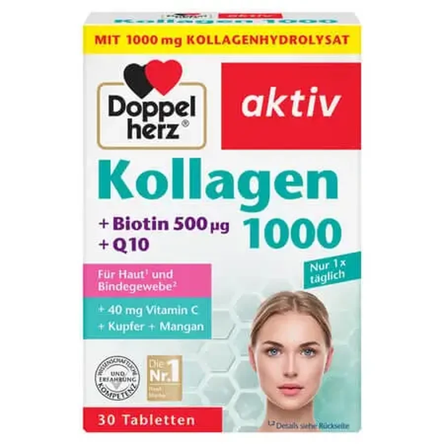 Коллаген 1000 + Коэнзим Q10 Актив, 30 таблеток, Doppelherz: цены и характеристики