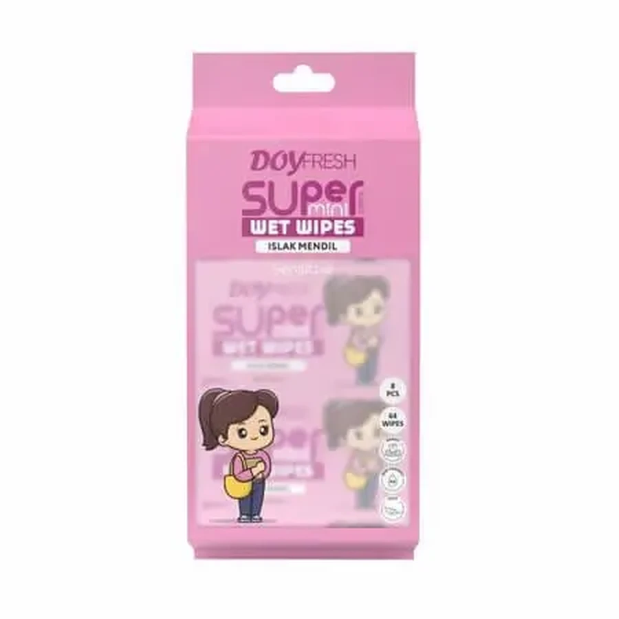 Влажные салфетки Super Mini Pink, 8 упаковок по 8 штук, Doyfresh: цены и характеристики