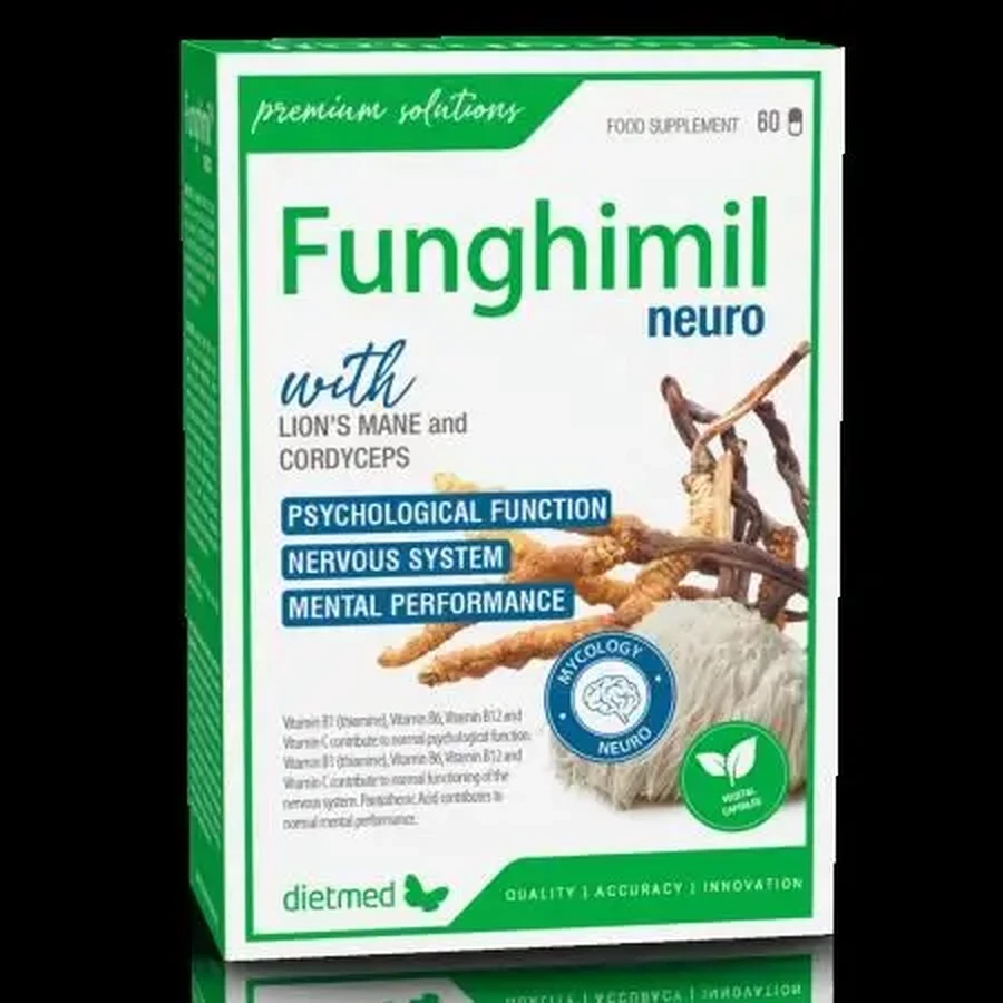 Funghimil Neuro, 60 рослинних капсул, Dietmed: ціни та характеристики