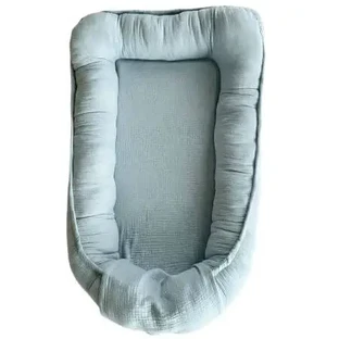Муслиновое гнездышко с двумя сторонами, Baby Blue, от 0 месяцев, Twindeco